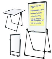 MasterVision Presentation Easel, Footbar Folds-to-a-Table Dry Erase, 29" x 41" Black