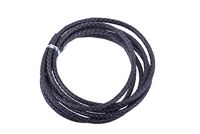 KONMAY 2 Yards 5.0mm Black Genuine Leather Braided Bolo Leather Cord