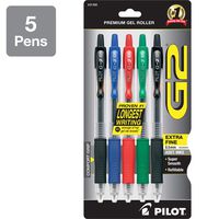 PILOT G2 Premium Refillable & Retractable Rolling Ball Gel Pens, Extra Fine Point, Assorted Color Inks, 5-Pack (31300)