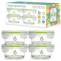 Glass Baby Food Storage Jars | Stronger Than Regular Glass | Set of 4 Bowls with Snap Lids | 7oz | BPA, Lead, Phthalate & PVC Free | Leak Proof, Airtight | Freezer, Microwave, Oven & Dishwasher Safe