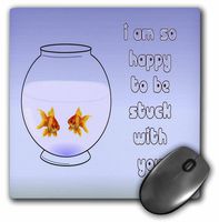 3dRose LLC 8 x 8 x 0.25 Inches Mouse Pad, Stuck with You - Goldfish, Pisces, Fish, Humor, Birthday, Fantail, Bubbles (mp_47059_1)
