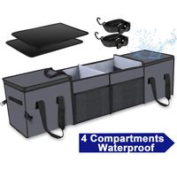 X-cosrack Car Trunk Organizer,Storage with Insulation Cooler Bags for SUV,Truck,Automotive,Van,Cargo Collapsible Portable Multi Compartments with Straps, 4 Compartments Convertible, Washable