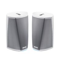 Denon HEOS 1 HS2 WT Compact Portable Wireless Speaker System (Pair) Bundle with WiFi & Bluetooth Wireless Connectivity, Class D Amplifiers & HEOS App in White