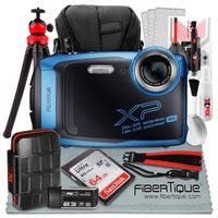 Fujifilm FinePix XP140 Waterproof Wi-Fi Digital Camera (Blue) XP140 + 64GB + Cases + Tripod + Deluxe Accessories Bundle