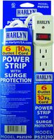 Best Power Strip Surge Protector - Top Extension Cord - 6 Outlets - 10 ft cord - 1875W - 600 Joules by Harlyn