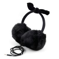 DURAGADGET Black Fluffy Winter Headphones with 3.5mm Connector - Suitable for Use with Samsung Galaxy Book 10.6 | Galaxy Book 12 | Galaxy Tab 3 Lite 7.0 VE SM-T113 & Galaxy Tab 3 V SM-T116NU