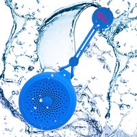 Bluetooth Shower Speaker - Mini, Waterproof IPX7, Portable, Wireless, Rechargeable 5 hrs Playtime - Hands Free Speakerphone Built-in Mic - Control Buttons, Silicone Body & Lanyard, Suction Cup - Blue