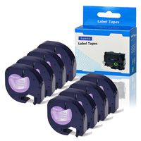 SuperInk 8PK Self-Adhesive LetraTag Label Tape Compatible for DYMO (16952 12267 16951 12268 S0721530) Plastic Black on Clear (12 mm x4 m, 1/2 inch x 13 Foot)