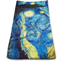 AZOULA Van Gogh The Starry Night Face Hand Towels Microfiber Sport Towels for Sports, Hair Care, Cosmetology, Cleaning, Furniture Makeup Removing Cloths Fast Drying 27.5 X 12 Inch.