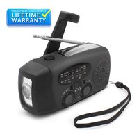 Emergency Hand Crank Radio, Portable Self Powered AM/FM/NOAA Solar Wind Up Weather Radio, with LED Flashlight, USB Rechargeable, 1000mAh Power Bank for Cell Phone Charger Black