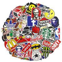 Brand Logo Laptop Stickers, Water Bottle Travel Case Computer Wall Skateboard Motorcycle Phone Bicycle Luggage Guitar Bike Stickers Decal 100Pcs Pack