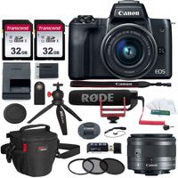 Canon EOS M50 15-45mm f/3.5-6.3 is STM Mirrorless Digital Camera Video Creator Kit, 32gb Memory Card, Camera Case, Tabletop Tripod & Accessory Bundle