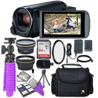 Canon VIXIA HF R800 Camcorder with Sandisk 64 GB SD Memory Card + 2.2X Telephoto Lens + 0.42x Wideangle Lens + Accessory Bundle