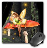 3dRose LLC 8 X 8 X 0.25 Inches Pretty Forest Fairy on Mushroom/Toadstool with Light Mouse Pad (mp_23211_1)