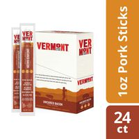 Vermont Smoke & Cure Meat Sticks - Antibiotic Free Pork Sticks - Gluten-Free Snack - Uncured Bacon -1oz Stick - 24 Count