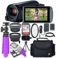 Canon VIXIA HF R82 Camcorder with Sandisk 64 GB SD Memory Card + 2.2X Telephoto Lens + 0.42x Wideangle Lens + Accessory Bundle