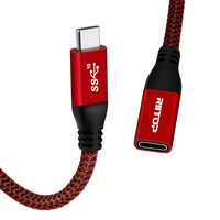 USB C Extension Cable 6Ft, RIITOP USB 3.1 Type-C (Gen2) 10Gbps Male to Female Cord Support Charging & Data for Nintendo Switch, MacBook Pro, Dell XPS (Thunderbolt 3 Compatible)