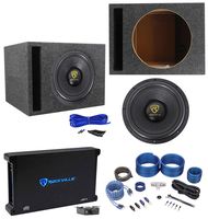 Rockville W12K9D4 12" 4000w Car Subwoofer+Vented Sub Box+Mono Amplifier+Amp Kit
