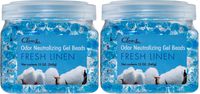 Clear Air Odor Eliminator Gel Beads - Air Freshener - Eliminates Odors in Bathrooms, Cars, Boats, RVs and Pet Areas - Made with Natural Essential Oils - Fresh Linen Scent - 2 Pack (2 x 12 Ounce)