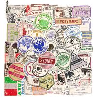 Linzze Stickers 60-Pcs Pack Waterproof Vinyl Retro Bumper Decals Perfect Graffiti for Laptop Car Skateboard Water Bottle Travel Case Guitar Luggage Motorbikes (Stamp)