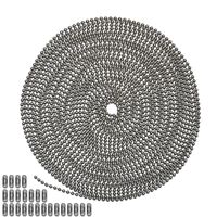25 Foot Length Ball Chain, Number 6 Size, Stainless Steel, 25 Matching Connectors