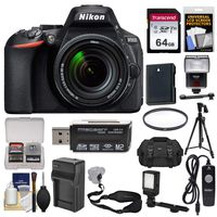 Nikon D5600 Wi-Fi Digital SLR Camera & 18-140mm VR DX AF-S Lens with 64GB Card + Case + Flash + Video Light + Battery & Charger + Tripod + Filter Kit