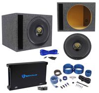 Rockville W15K9D4 15" 5000w Car Subwoofer+Vented Sub Box+Mono Amplifier+Amp Kit