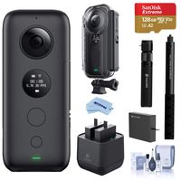 Insta360 ONE X 360 Action Camera, 5.7K Video and 18 Megapixel Photos, Pro Sport Bundle with Dual Charger, Battery, Waterproof Venture Case, Bullet Time Handle/Tripod, 128GB microSD, Cleaning Kit