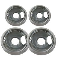 Chrome Drip Pan Set Replacement for Whirlpool W10278125 Two 6-Inch & Two 8-Inch Gxfc