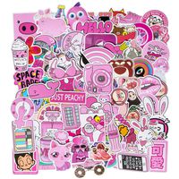 Roberly Cute Laptop Stickers 100pcs Girls Pink Cartoon Water Bottles Stickers Waterproof Vinyl Stickers for Hydro Flask Waterbottle Luggage Motorbikes Bicycle Skateboard Guitar DIY Decoration Decals