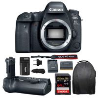 Canon EOS 6D Mark II Professional Digital Camera: 26 Megapixel Touchscreen Full Frame DSLR Bundle with Canon BG-E21 Battery Grip 64GB SD Card SLR Bag Photographer's Kit