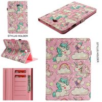 Ostop Compatible with Samsung Galaxy Tab A 10.1 2016(SM-T580/T585) Tablet Case,Slim Stand Folio Cover PU Leather Flip Wallet Smart Case with Auto Sleep/Wake and Pencil Holder,Pink Horse