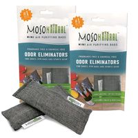 MOSO NATURAL Shoe Odor Eliminator. Air Purifying Bag for Sneakers, Gym Bags and Sports Gear. Charcoal Color 2 Packs of 2 (4 Total)
