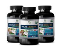 Metabolism Booster for Weight Loss - Medium Chain Fatty ACIDS - Coconut Oil Organic 2000 MG - Coconut Oil Capsules Organic - 3 Bottles 180 Softgels