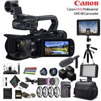Canon XA45 Professional UHD 4K Camcorder (3665C002) W/ 2 Extra Battery, Soft Padded Bag, 64GB Memory Card, 3 Piece Filter Kit, LED Light, Lenses, 4K Monitor, Sony Mic and More Professional Bundle