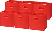 6 Pack - SimpleHouseware Foldable Cube Storage Bin with Handle, Red (12-Inch Cube)