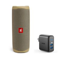 JBL Flip 5 Waterproof Portable Wireless Bluetooth Speaker Bundle with 2-Port USB Wall Charger - Sand