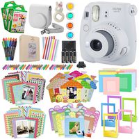 Fujifilm instax mini 9 Instant Film Camera (Smokey White) & Xpix instax mini Accessory Kit Bundle