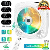 Portable CD Player wowatt Wall Mountable CD Player Bluetooth Home Audio Boombox Rechargeable 4000mAh Battery CD Music Player HDMI Built-in HiFi Speakers FM Radio USB SD Card 3.5MM Headphone w/Remote