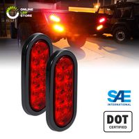 2pc 6" Red Oval LED Trailer Tail Light Kit [DOT FMVSS 108] [SAE S2TSI6P2] [Grommet & Plug Included] [IP67 Waterproof] [Stop Turn Tail] Trailer Brake Lights for Boat Trailer RV Trucks