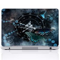 Meffort Inc 15 15.6 Inch Laptop Notebook Skin Sticker Cover Art Decal (Included 2 Wrist pad) - Clock Butterfly Design