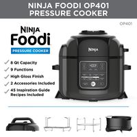 Ninja OP401 Foodi 9-in-1 Pressure, Broil, Dehydrate, Slow Cooker, Air Fryer, and More, 8-Quart, and a High Gloss Finish