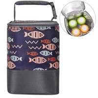 HOKEMP Insulated Breast Milk Cooler Baby Bottle Bag with Adjustable Strap on Stroller Fits 4 Bottles, Up to 8 Ounce Lunch Box Tote Storage Bag (Navy Blue -fish)