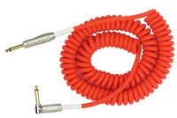 KIRLIN Cable Kirlin IMK-202PFGL-30/RDF-Straight to Right Angle ¼" Premium Coil Instrument Cable, PVC Jacket-30ft, Red Translucent (IMK-202PFGL-30/RDF)