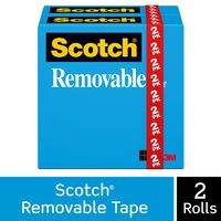 Scotch Removable Tape, Non-Damaging, Invisible, Engineered for Hanging, 3/4 x 1296 Inches, Boxed, 2 Rolls (811-2PK)