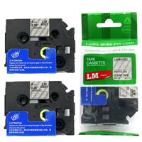 LM Tapes - 2/Pack Premium 3/8" White Print on Clear Label (9mm 0.35 Laminated) Compatible with P-Touch TZe-125 Tape and Comes with Great Tape Color/Size Guide for Easy reordering.