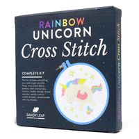 Rainbow Unicorn Cross Stitch Kit - Includes Everything You Need to Make Your own Cross Stitch Unicorn - Perfect for Adults, Teens and Kids