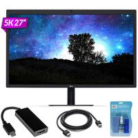 LG 27" Class Ultrafine 5K IPS LED Monitor (27" Diagonal) Thunderbolt 3 USB-C - MacBook Pro Compatible + HDMI-to-USB-C Thunderbolt 3 Adapter