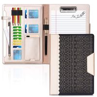 WWW Portfolio Case/Portfolio Folder, Interview/Legal Document Organizer with Business Card Holders, Letter-Sized Clipboard and Document Sleeve for Office and Interview Black
