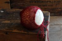 Newborn Mohair Bonnet, Photography Prop (Merlot)